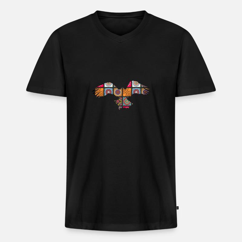Mayan Eagle - Männer Premium Bio T-Shirt mit V-Ausschnitt - Schwarz