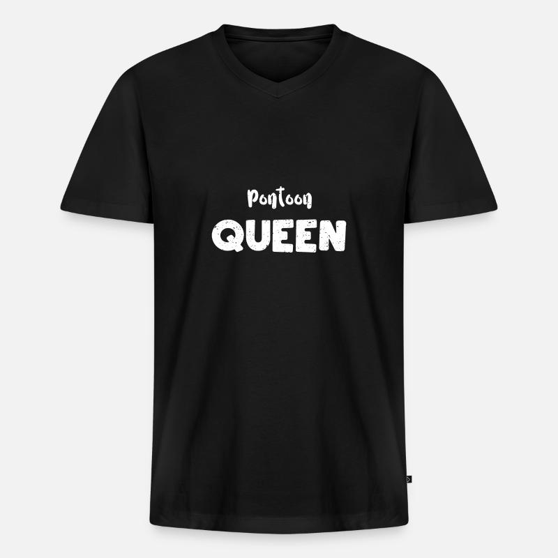 Pontoon Queen - Boating - Männer Premium Bio T-Shirt mit V-Ausschnitt - Schwarz