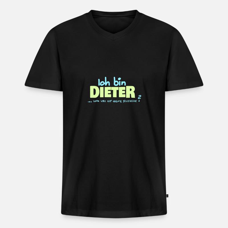 Dieter - Männer Premium Bio T-Shirt mit V-Ausschnitt - Schwarz
