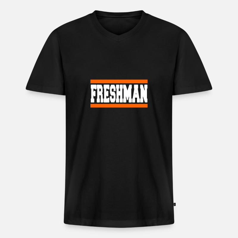 FRESHMAN Retro Cool Freshman Designs - Männer Premium Bio T-Shirt mit V-Ausschnitt - Schwarz
