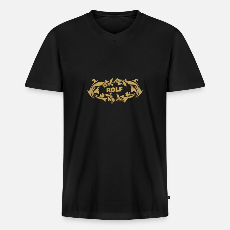 Geschenkidee Rolf - Männer Premium Bio T-Shirt mit V-Ausschnitt - Schwarz