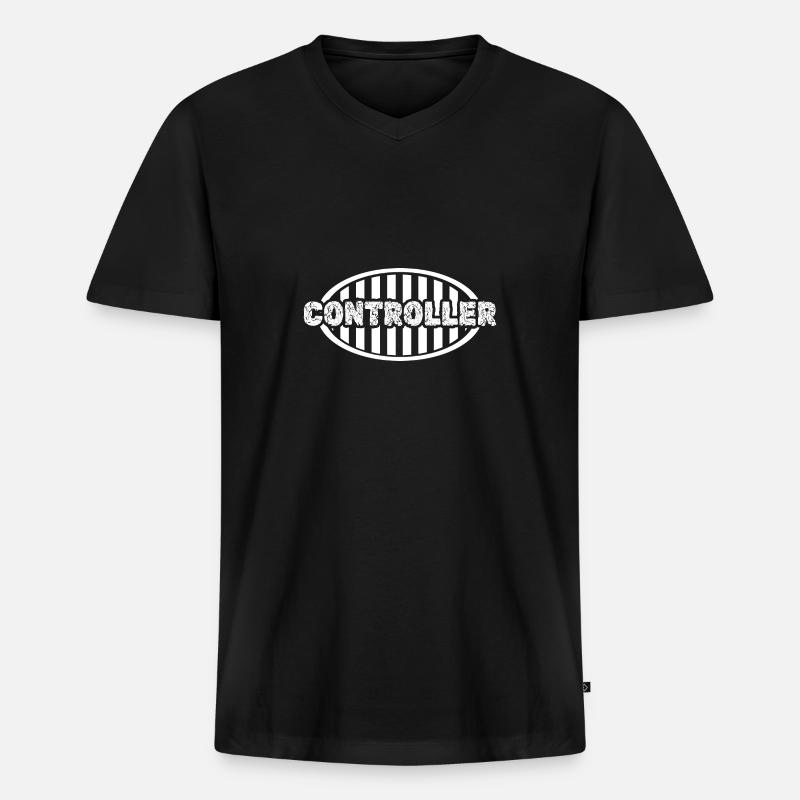 Gift for Controller - Men's Premium Organic T-shirt with V-neck - black