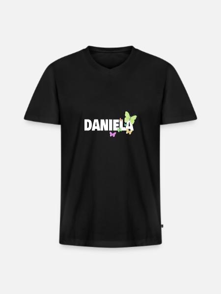 Daniela - T-shirt encolure en V Premium bio Homme - noir