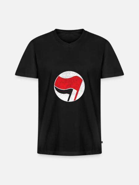 anti-fascist flag symbol - Men's Premium Organic T-shirt with V-neck - black