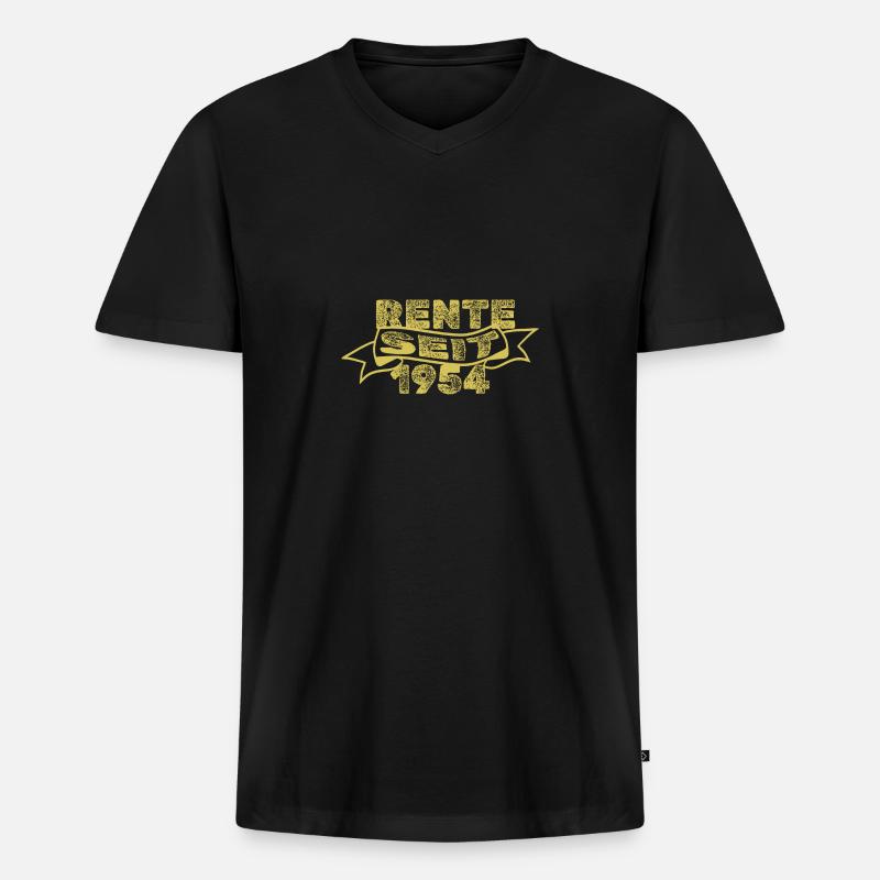 Rentner 1954 - Männer Premium Bio T-Shirt mit V-Ausschnitt - Schwarz