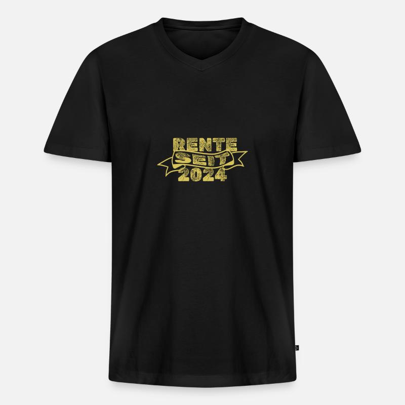 Rentner 2024 - Männer Premium Bio T-Shirt mit V-Ausschnitt - Schwarz