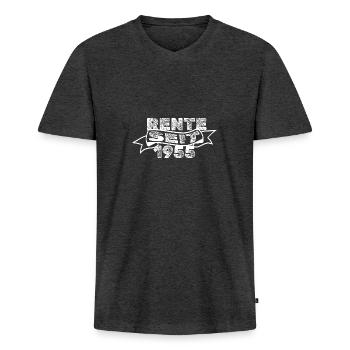 1955 - Men's Premium Organic T-shirt with V-neck - heather anthracite - Front - Nico (187cm)