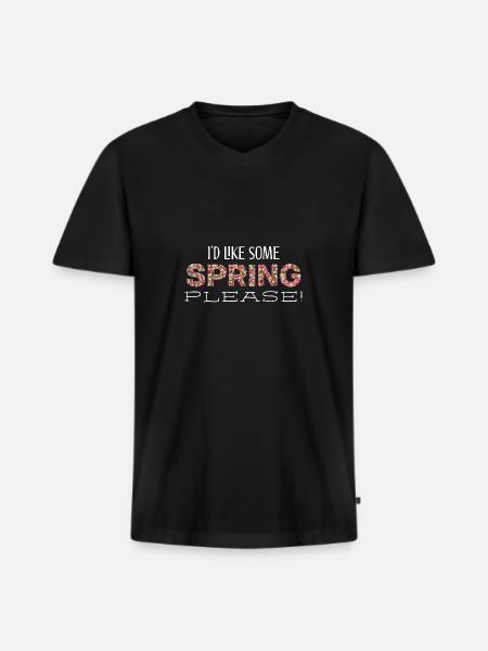spring please ws - Men's Premium Organic T-shirt with V-neck - black