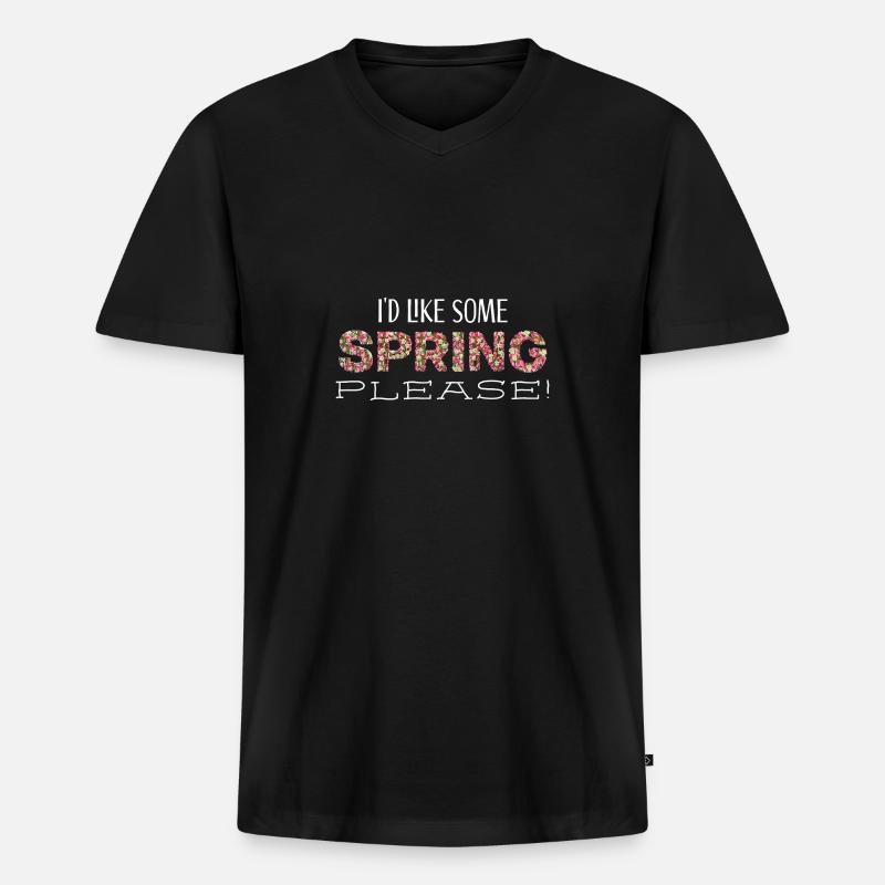 spring please ws - Männer Premium Bio T-Shirt mit V-Ausschnitt - Schwarz