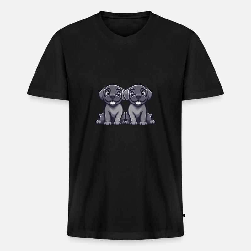 Mastiff Hund Comic - Männer Premium Bio T-Shirt mit V-Ausschnitt - Schwarz