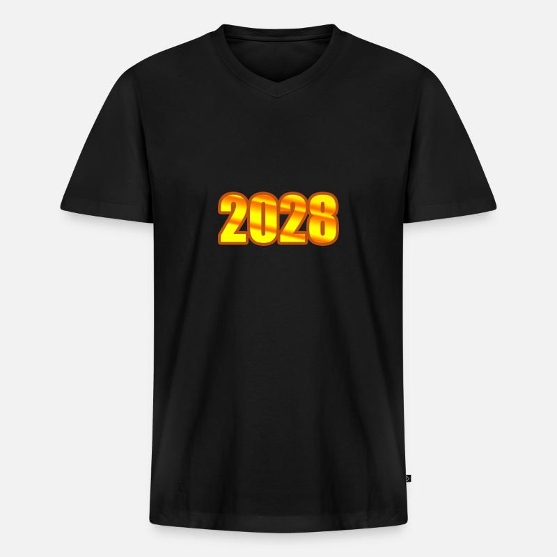 2028 2028 - Männer Premium Bio T-Shirt mit V-Ausschnitt - Schwarz