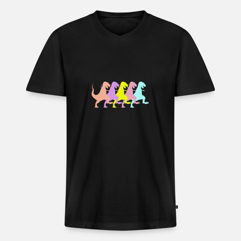 Dinosaurs Dancing Dinos Mob II - Männer Premium Bio T-Shirt mit V-Ausschnitt - Schwarz
