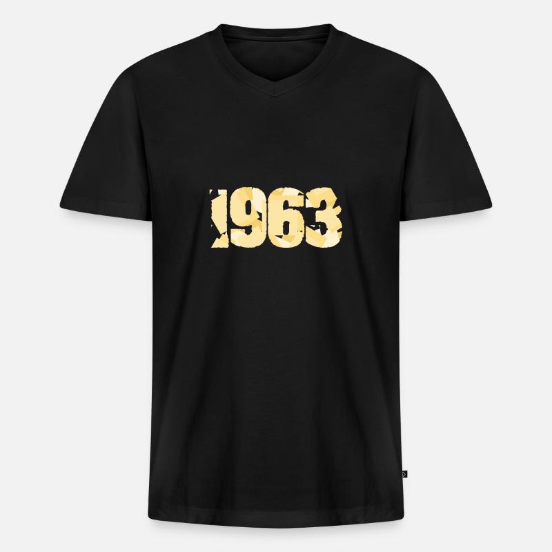 1963 - Männer Premium Bio T-Shirt mit V-Ausschnitt - Schwarz