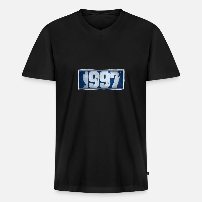 1997 - Männer Premium Bio T-Shirt mit V-Ausschnitt - Schwarz