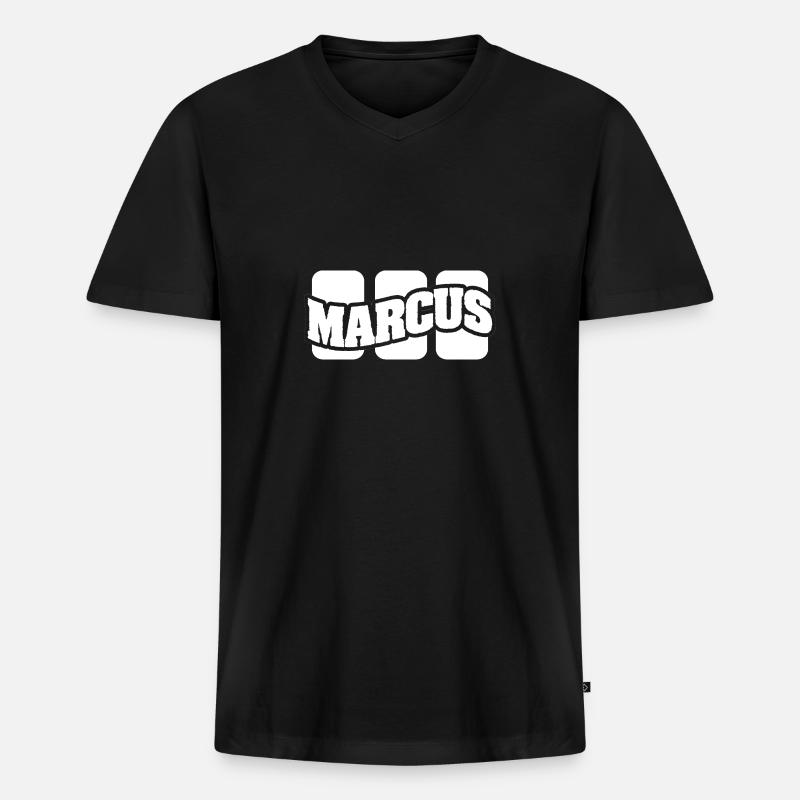 Marcus als Name - Männer Premium Bio T-Shirt mit V-Ausschnitt - Schwarz