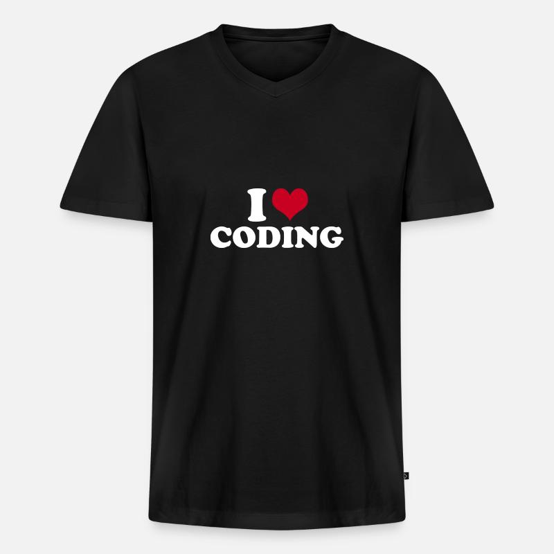 J’adore coder - T-shirt encolure en V Premium bio Homme - noir