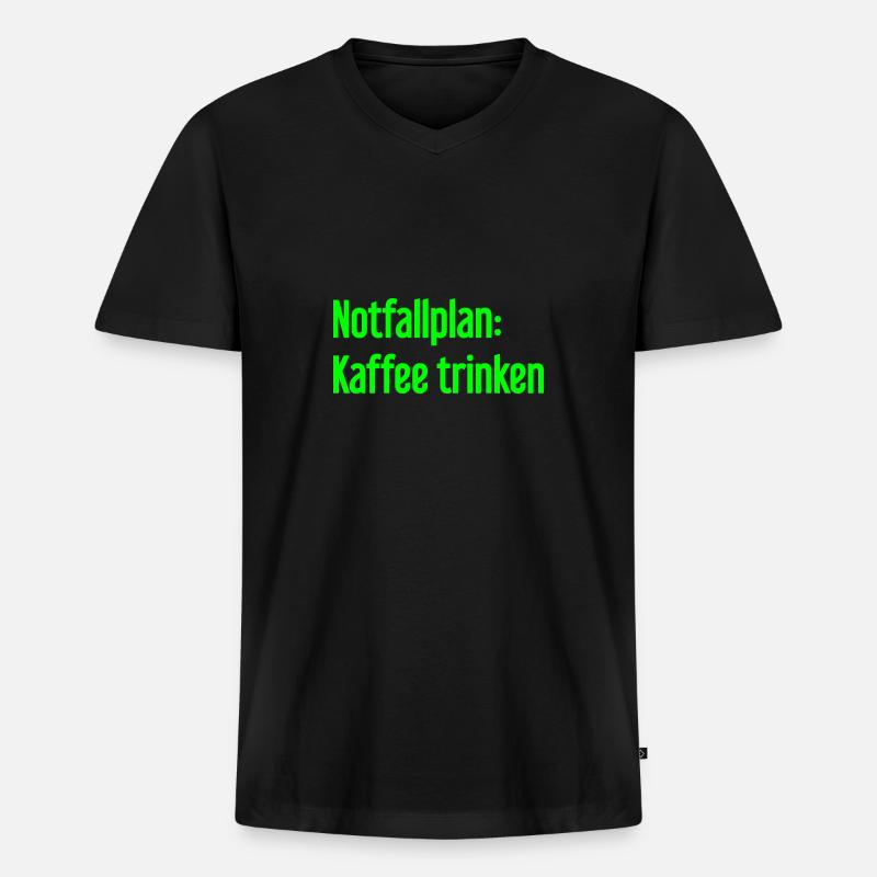 Kaffee-Notfallplan - Männer Premium Bio T-Shirt mit V-Ausschnitt - Schwarz