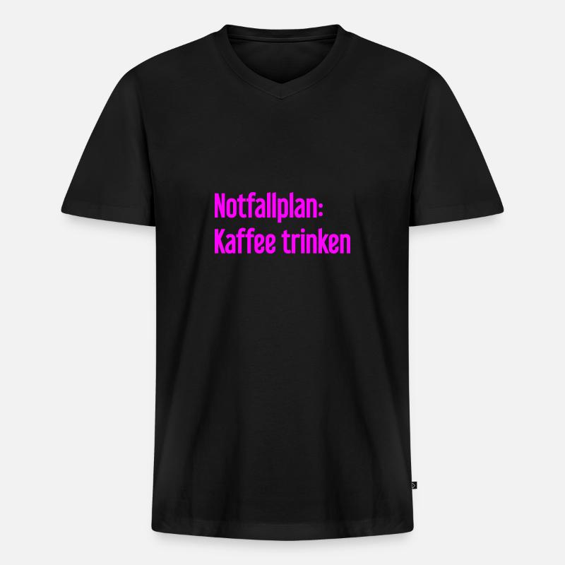 Kaffee-Notfallplan - Männer Premium Bio T-Shirt mit V-Ausschnitt - Schwarz