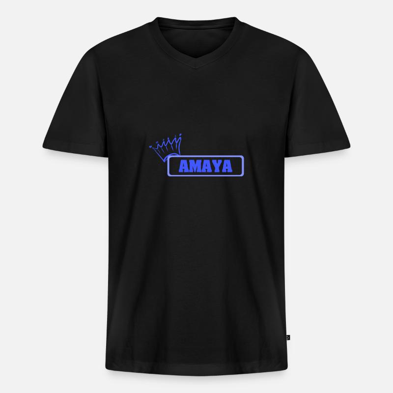 Amaya - Männer Premium Bio T-Shirt mit V-Ausschnitt - Schwarz