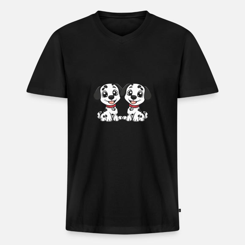 Dalmatiner Hund Comic - Männer Premium Bio T-Shirt mit V-Ausschnitt - Schwarz