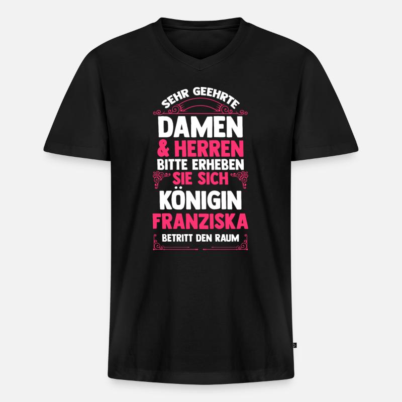 Franziska - Männer Premium Bio T-Shirt mit V-Ausschnitt - Schwarz
