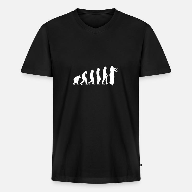 Évolution de la clarinette - T-shirt encolure en V Premium bio Homme - noir
