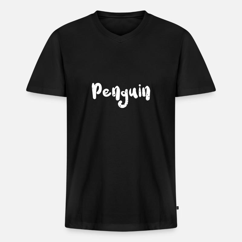 Penguin - Penguin - Männer Premium Bio T-Shirt mit V-Ausschnitt - Schwarz
