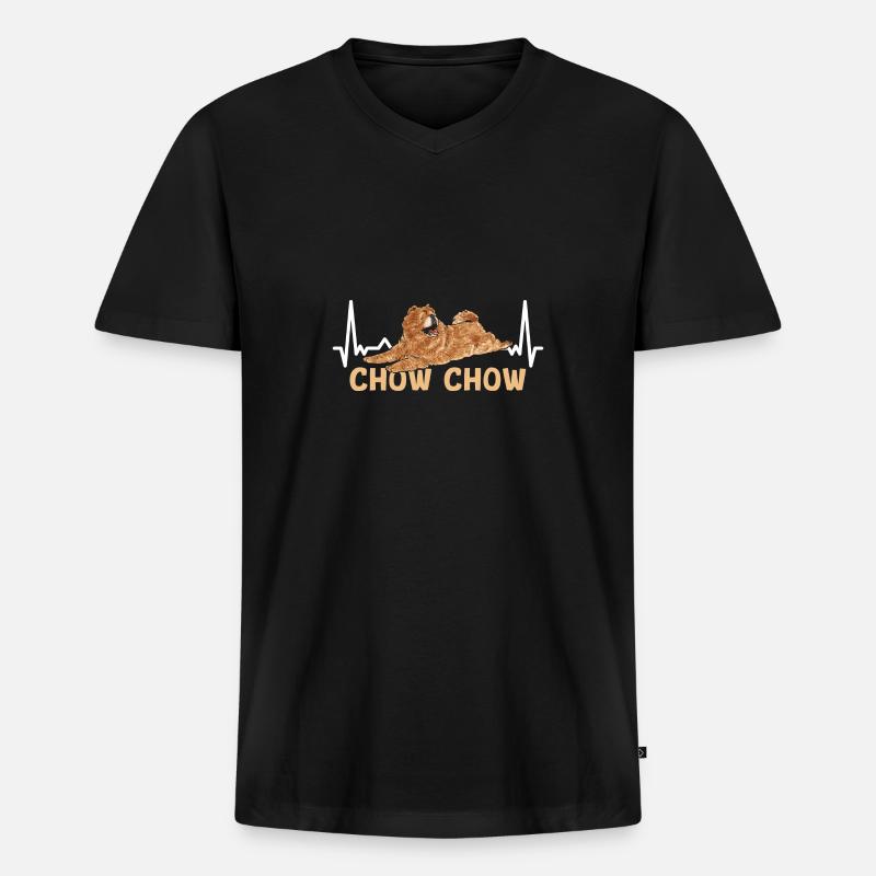 Chow Chow Hund - Männer Premium Bio T-Shirt mit V-Ausschnitt - Schwarz