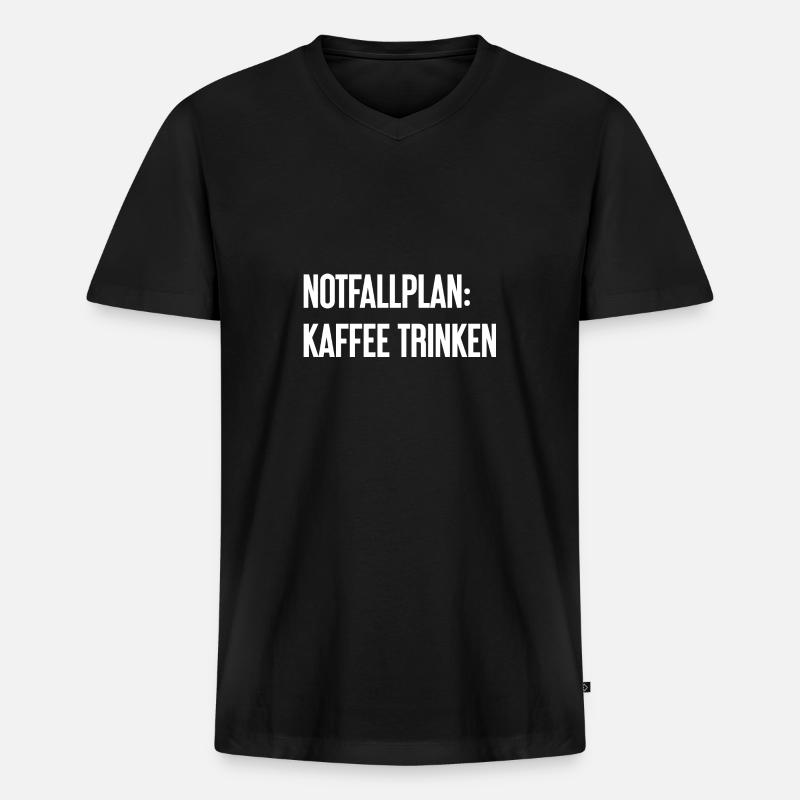 Kaffee-Notfallplan - Männer Premium Bio T-Shirt mit V-Ausschnitt - Schwarz