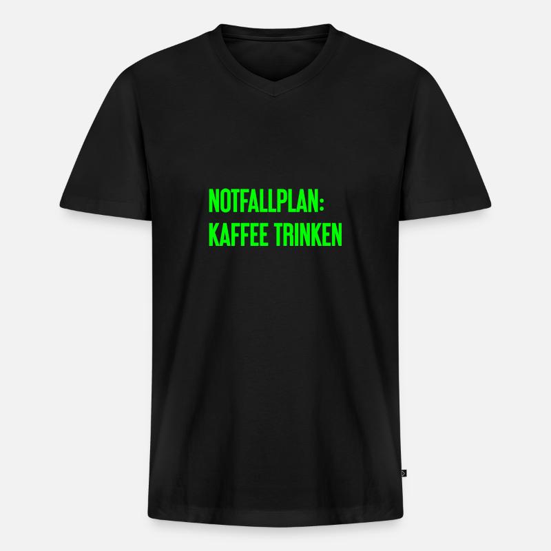 Kaffee-Notfallplan - Männer Premium Bio T-Shirt mit V-Ausschnitt - Schwarz