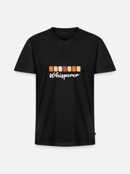 Mahjong-Spieler Mahjong-Flüsterer chinesisches Kachelspiel - Männer Premium Bio T-Shirt mit V-Ausschnitt - Schwarz