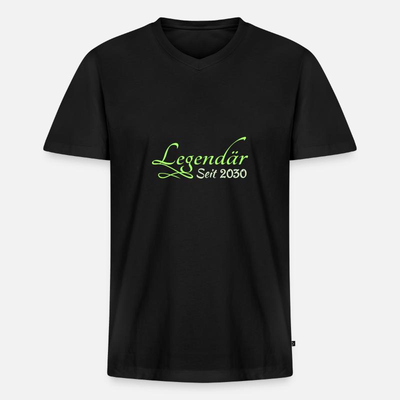 2030 - Männer Premium Bio T-Shirt mit V-Ausschnitt - Schwarz