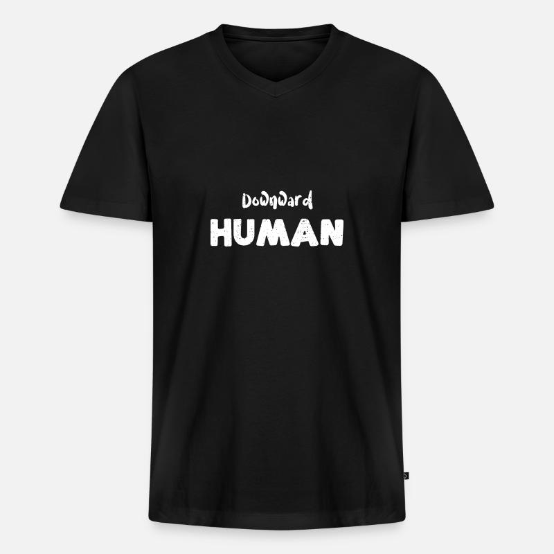 Downward Human - Workout - Männer Premium Bio T-Shirt mit V-Ausschnitt - Schwarz