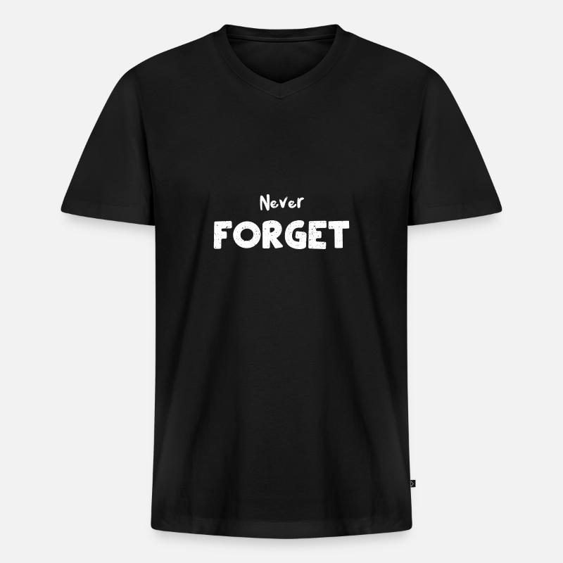 Never Forget - Music - Männer Premium Bio T-Shirt mit V-Ausschnitt - Schwarz