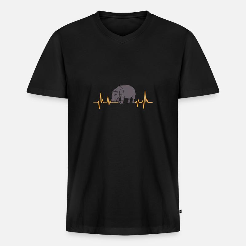 Flusspferd Nilpferd - Männer Premium Bio T-Shirt mit V-Ausschnitt - Schwarz