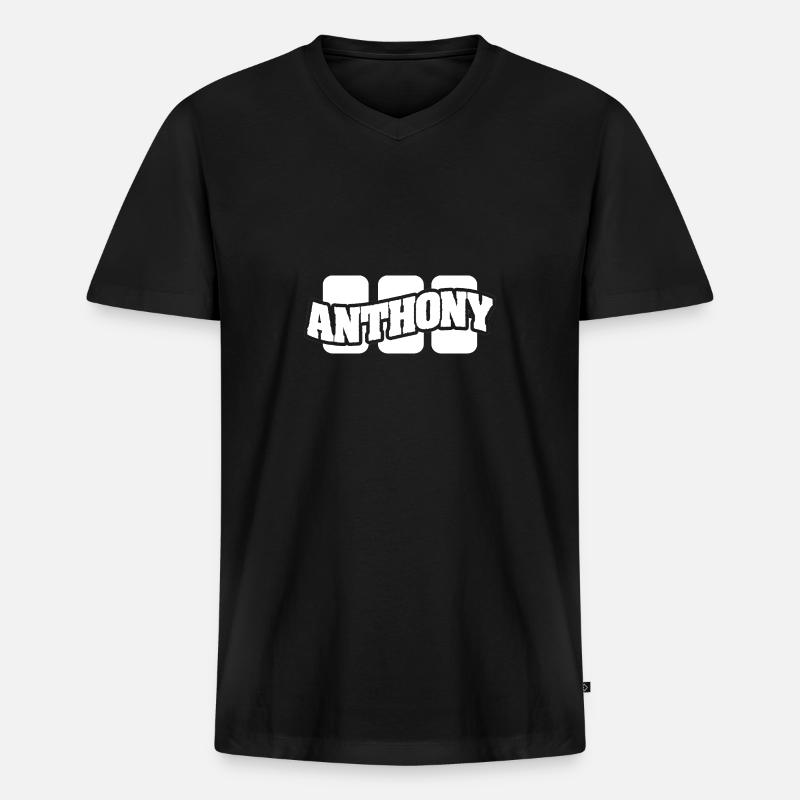Name Anthony - Männer Premium Bio T-Shirt mit V-Ausschnitt - Schwarz