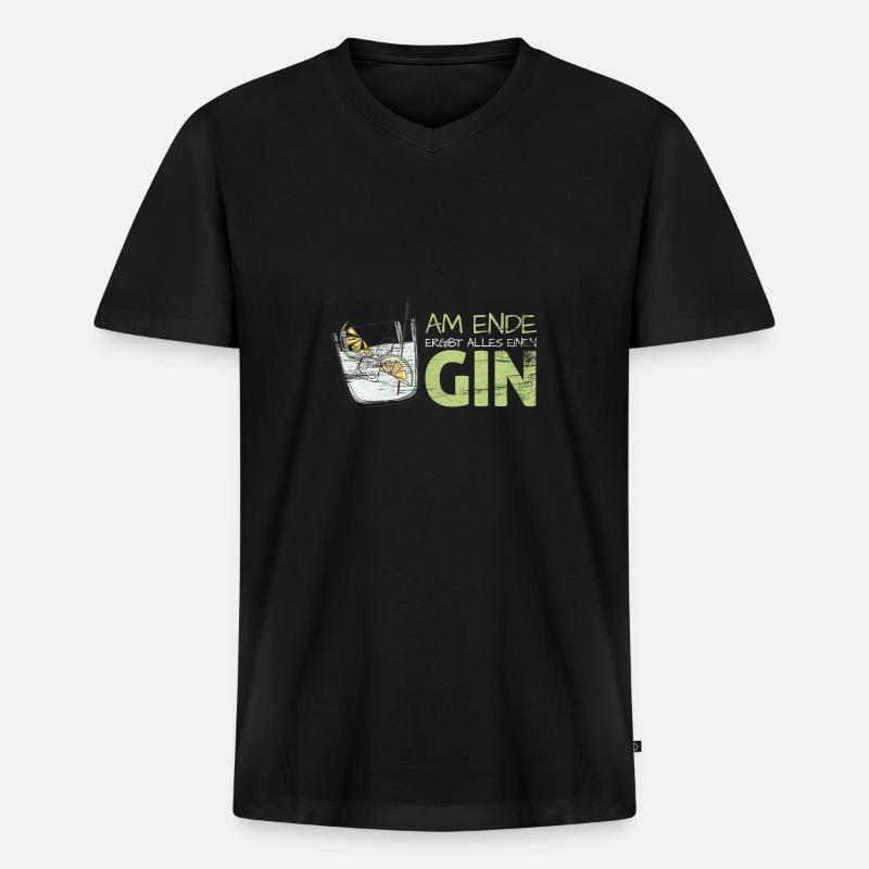 Gin Tonic - Männer Premium Bio T-Shirt mit V-Ausschnitt - Schwarz