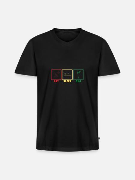 Eat sleep ska - ska music rude boy - Men's Premium Organic T-shirt with V-neck - black