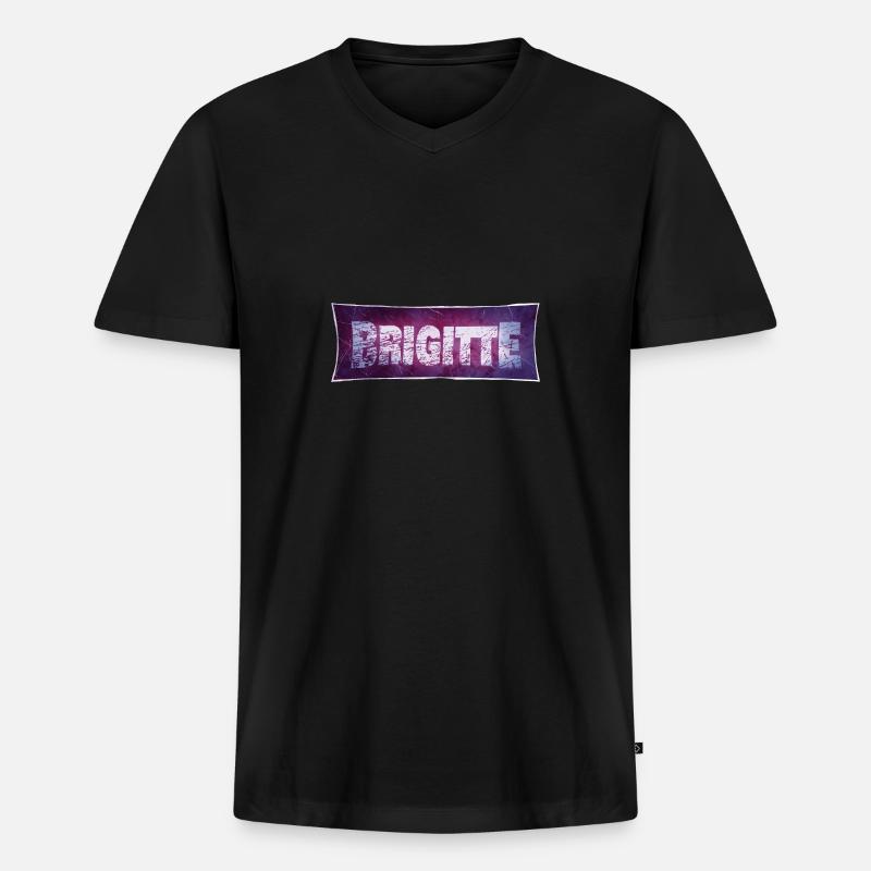 Brigitte - Männer Premium Bio T-Shirt mit V-Ausschnitt - Schwarz