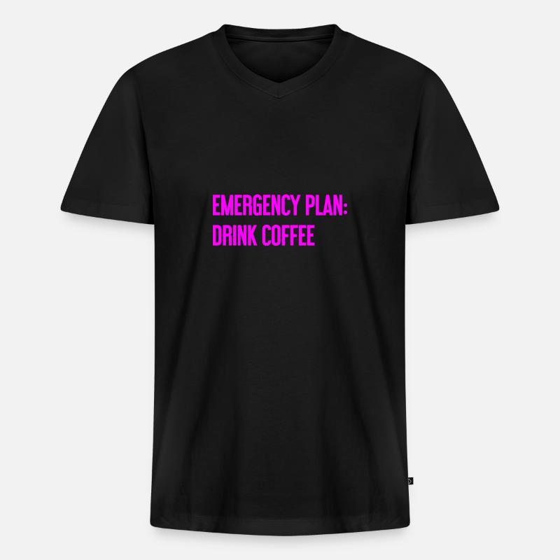 Kaffee-Notfallplan - Männer Premium Bio T-Shirt mit V-Ausschnitt - Schwarz