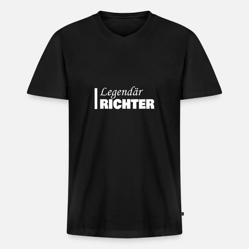 Richter - Männer Premium Bio T-Shirt mit V-Ausschnitt - Schwarz