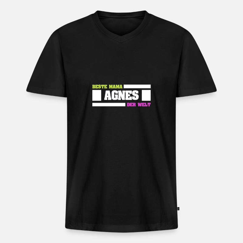 Agnes - Männer Premium Bio T-Shirt mit V-Ausschnitt - Schwarz