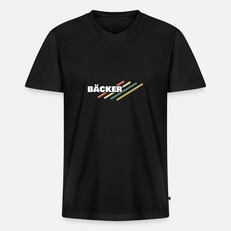 Arbeitsplatz Bäcker - Männer Premium Bio T-Shirt mit V-Ausschnitt - Schwarz