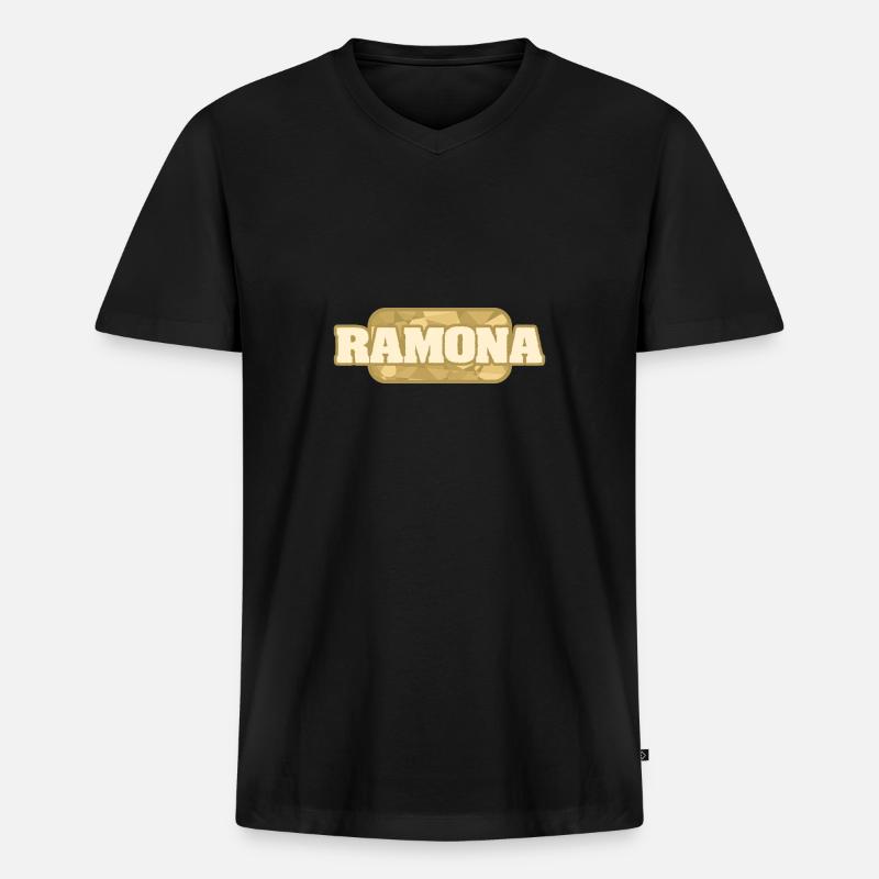 Ramona - Männer Premium Bio T-Shirt mit V-Ausschnitt - Schwarz