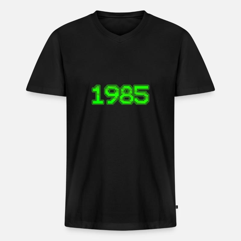 Computer 1985 - Männer Premium Bio T-Shirt mit V-Ausschnitt - Schwarz
