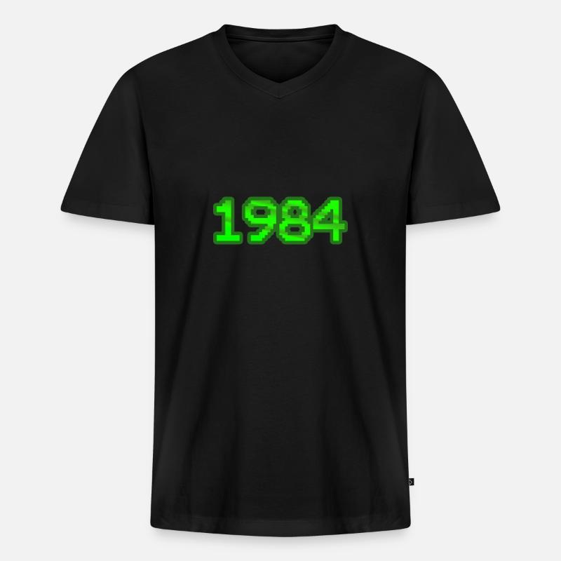 Computer 1984 - Männer Premium Bio T-Shirt mit V-Ausschnitt - Schwarz