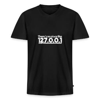 Theres no place like Admin Systemadministrator - Männer Premium Bio T-Shirt mit V-Ausschnitt - Schwarz - Vorne - Nico (187cm)