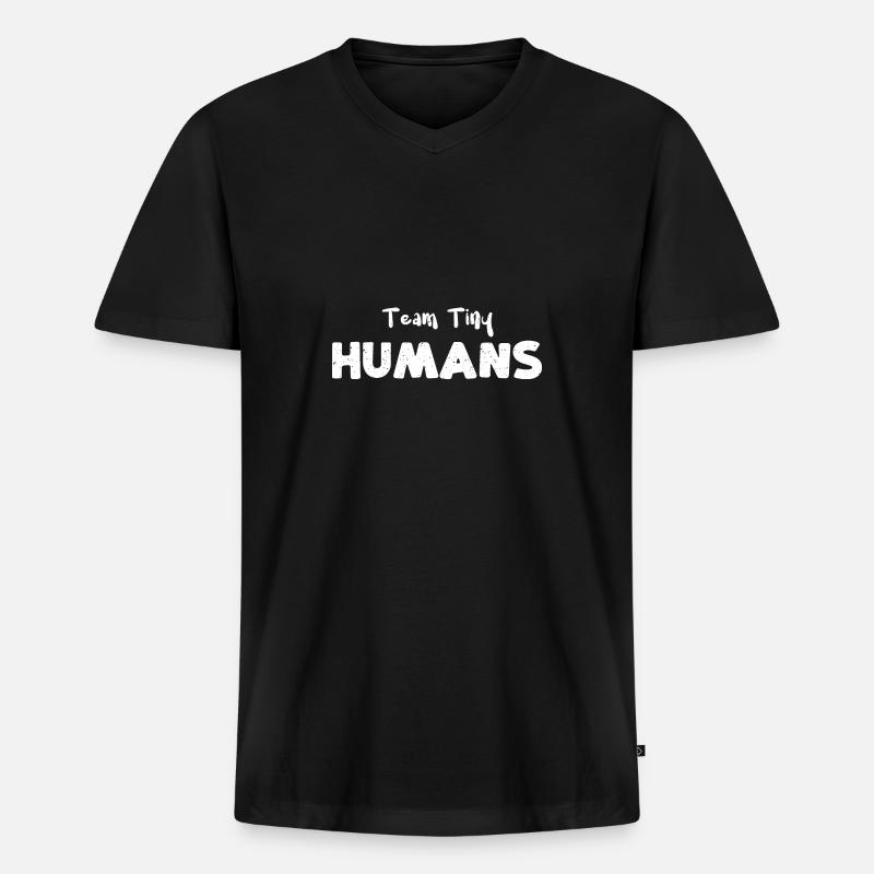 Team Tiny Humans - Nurse - Männer Premium Bio T-Shirt mit V-Ausschnitt - Schwarz