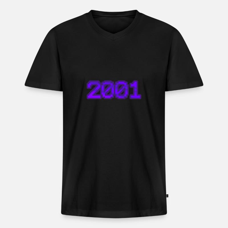 2001 - Männer Premium Bio T-Shirt mit V-Ausschnitt - Schwarz