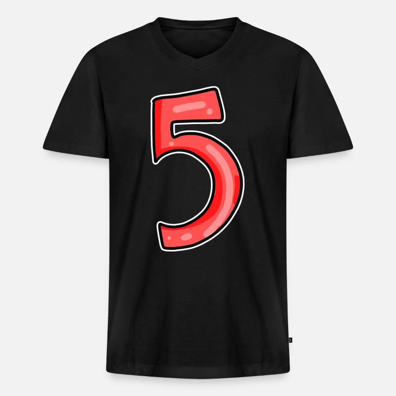 5 rot - Männer Premium Bio T-Shirt mit V-Ausschnitt - Schwarz